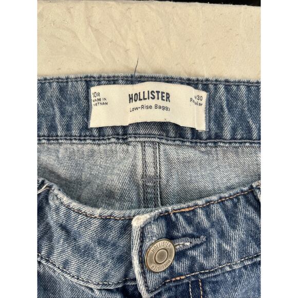 Hollister Jeans Womens 10R Light Blue Low Rise Baggy Wide Leg Denim 100% Cotton - Picture 3 of 14